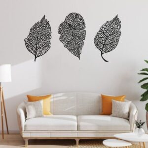 مجموعة ديكور الحائط، لوحات معدنية المعوذتين وآية الكرسي على شكل ورقة شجر معدن عالي الجودة